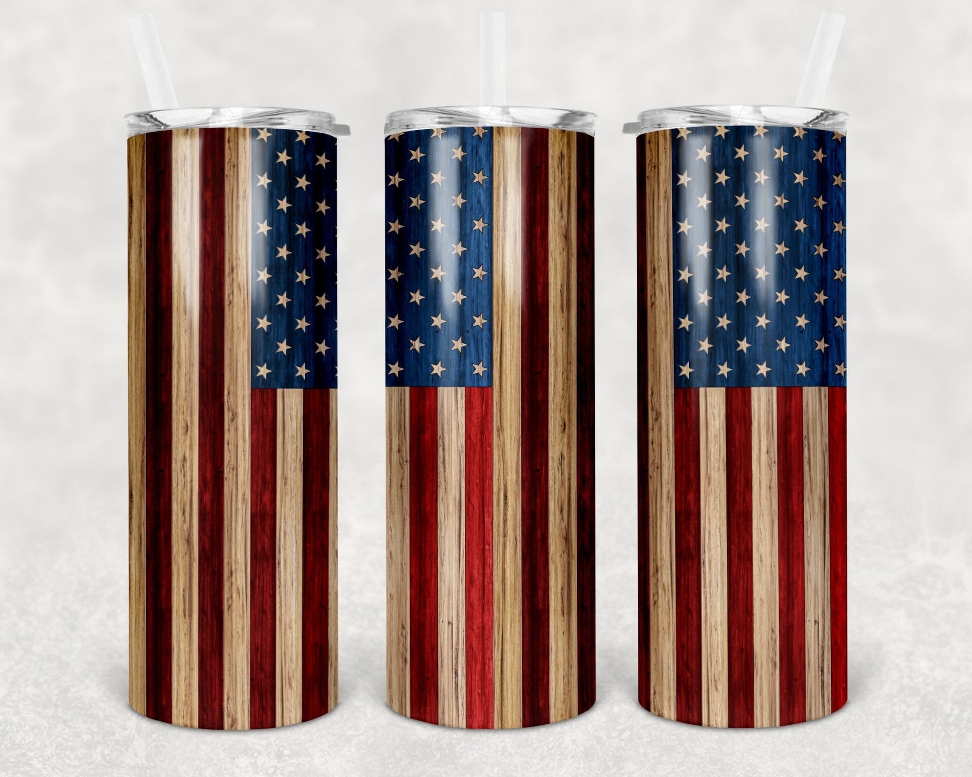 American Flag Woodgrain Stainless Steel Tumbler