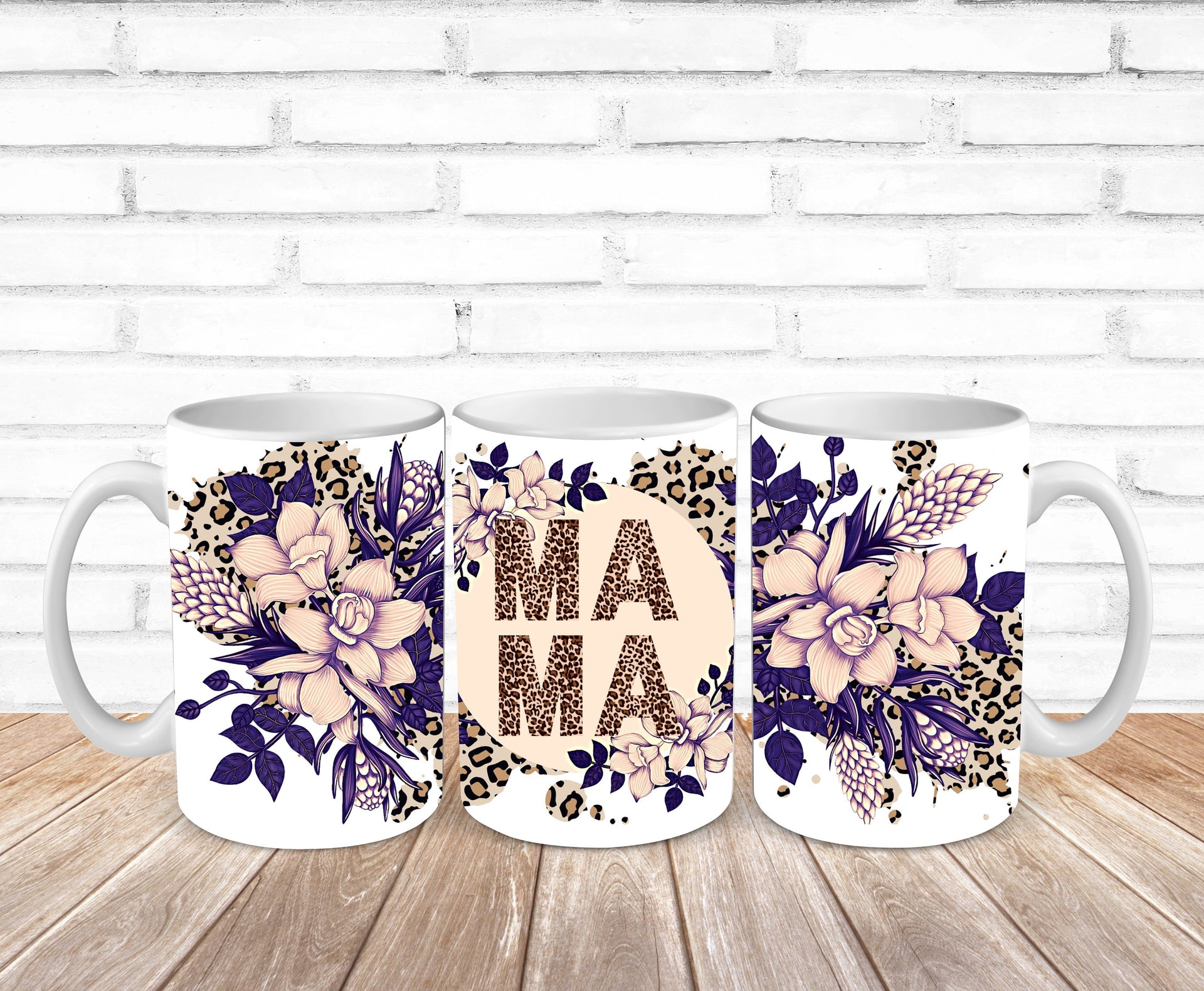 Mama Floral 16oz Glass tumbler or 11oz Coffee Mug