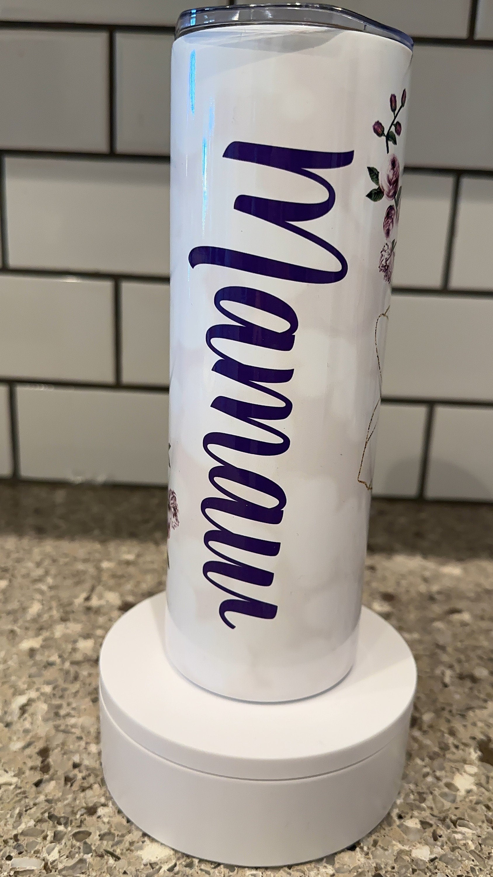 Purple and Gold Floral Tumbler