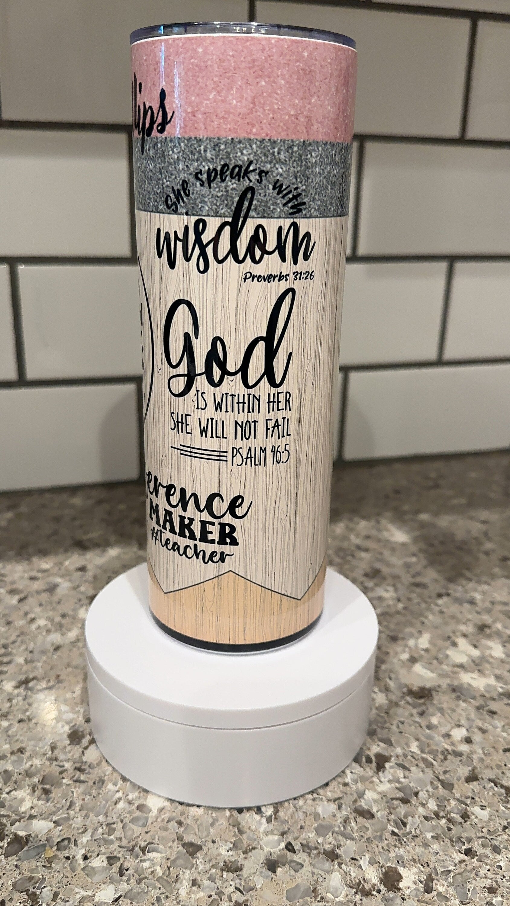 Teacher Pink Pencil - 20oz Stainless Steel Tumbler or 22oz water bottle