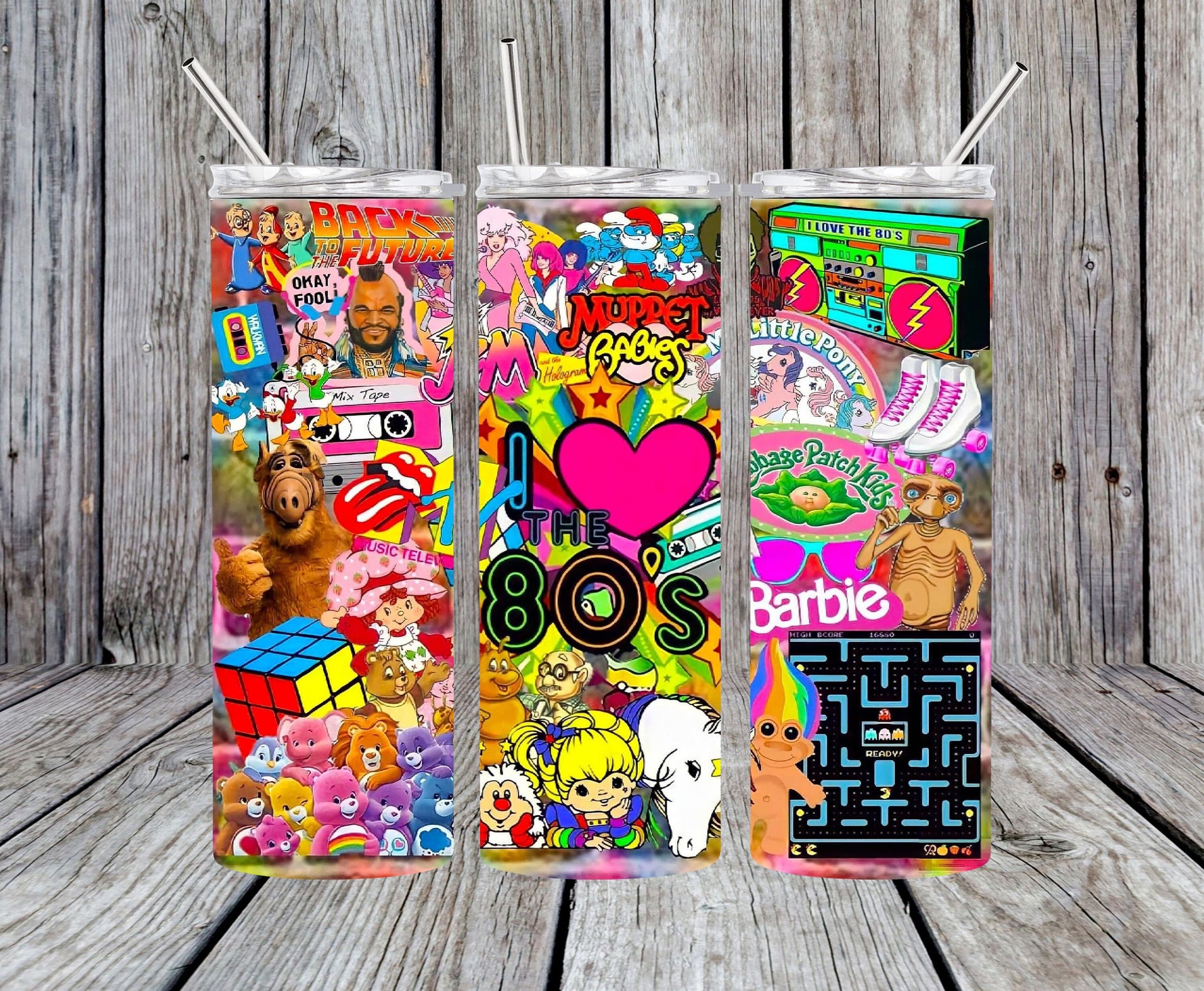 80s Themed 20oz Tumbler or 22oz Water Bottle