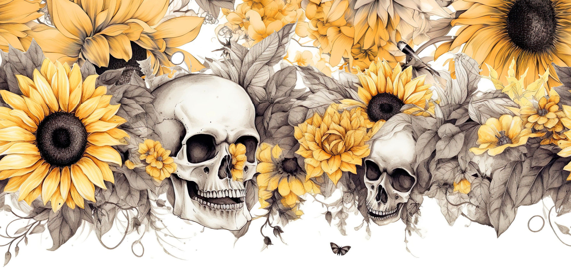 40oz Gothic Skull Sunflower Tumbler