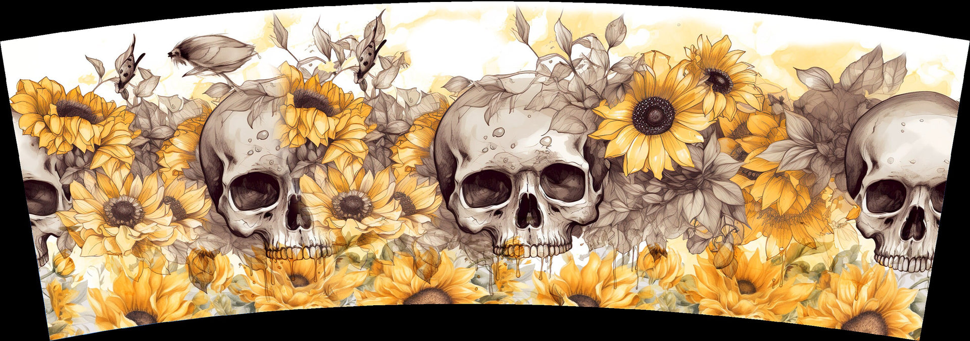 40oz Gothic Skull Sunflower Tumbler