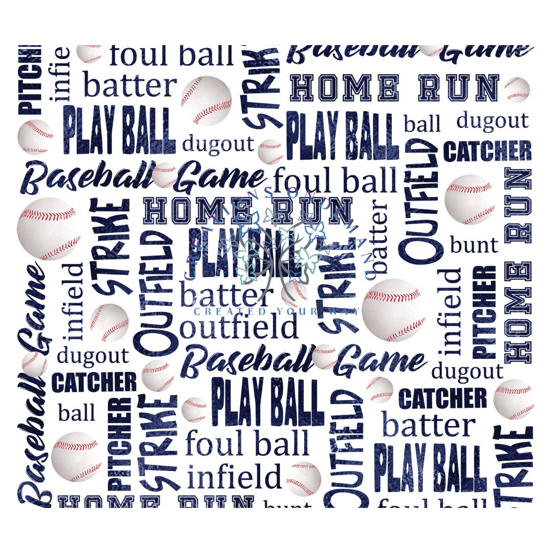 Baseball Words 20oz Tumbler or 22oz Water Bottle