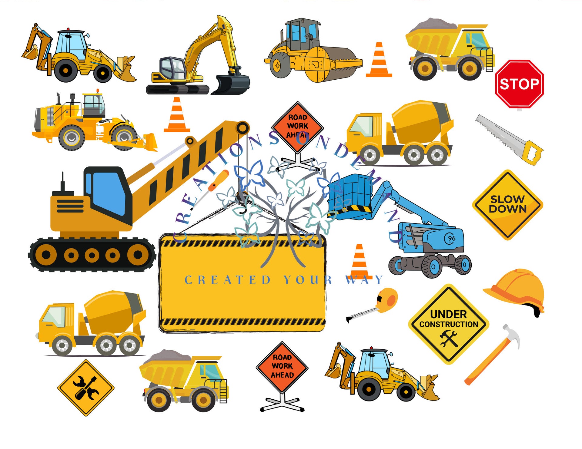 Kids 12oz Construction Theme Tumbler Pink or Yellow