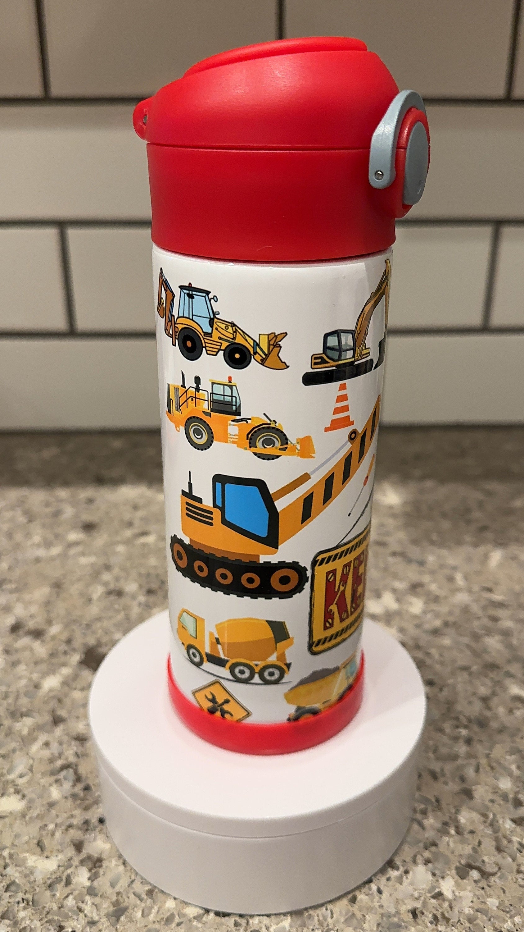 Kids 12oz Construction Theme Tumbler Pink or Yellow