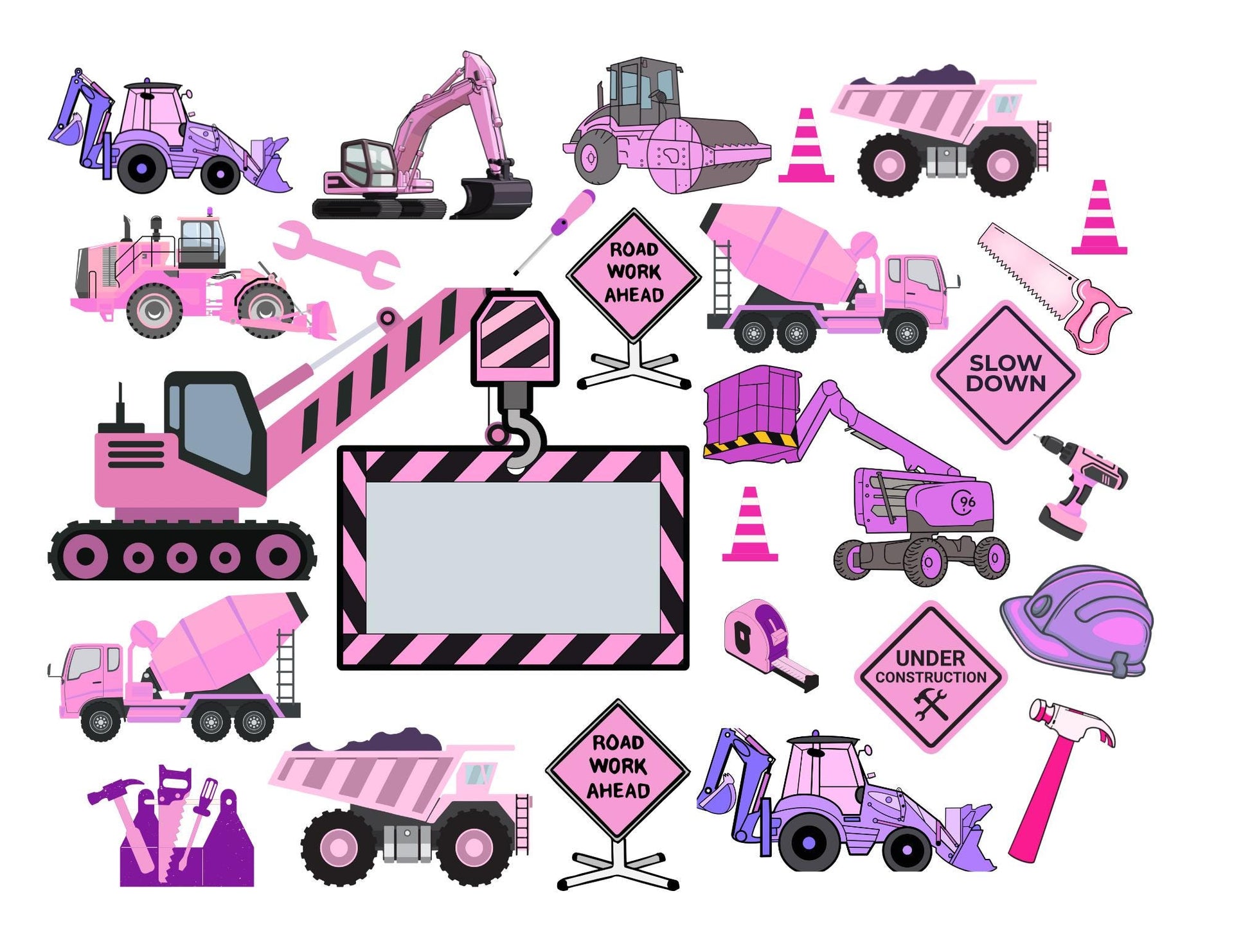 Kids 12oz Construction Theme Tumbler Pink or Yellow