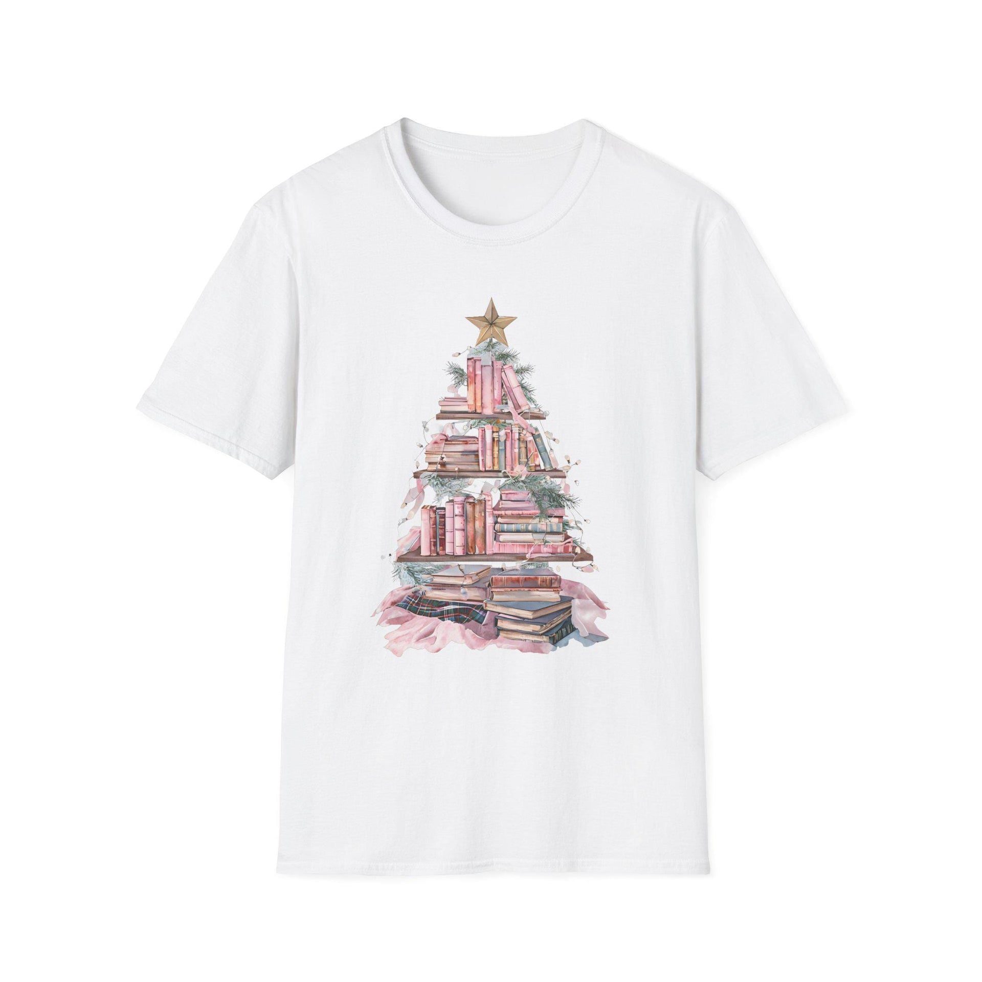 Book Christmas Tree Unisex Softstyle T-Shirt