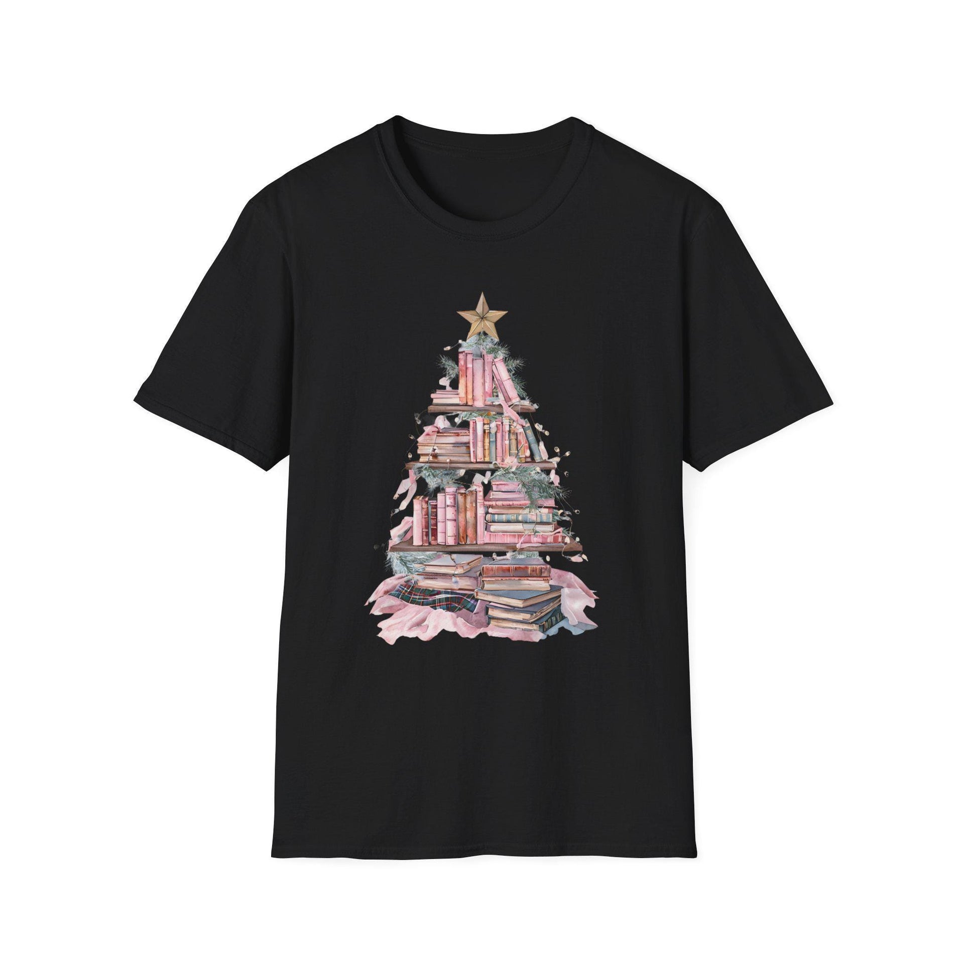 Book Christmas Tree Unisex Softstyle T-Shirt