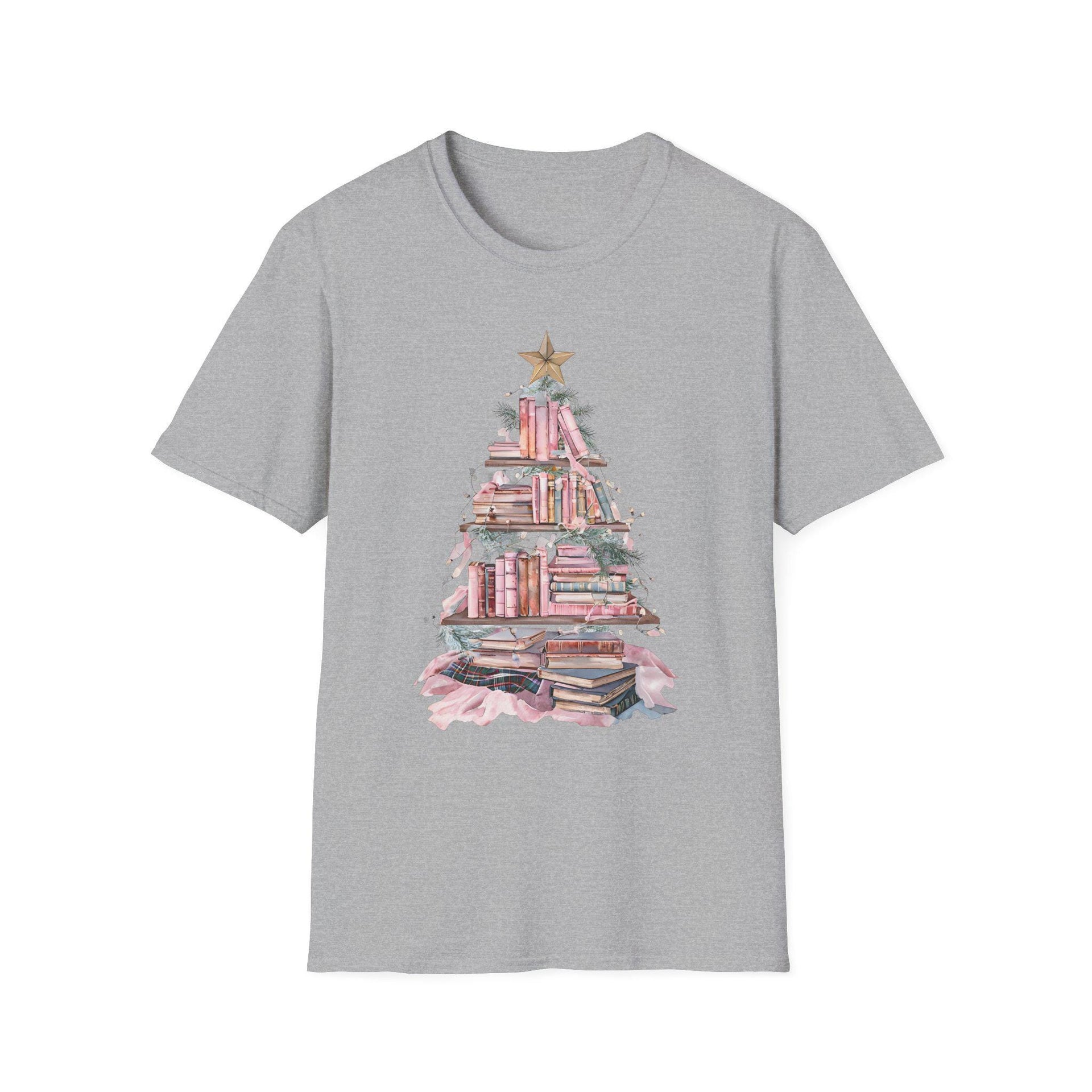 Book Christmas Tree Unisex Softstyle T-Shirt