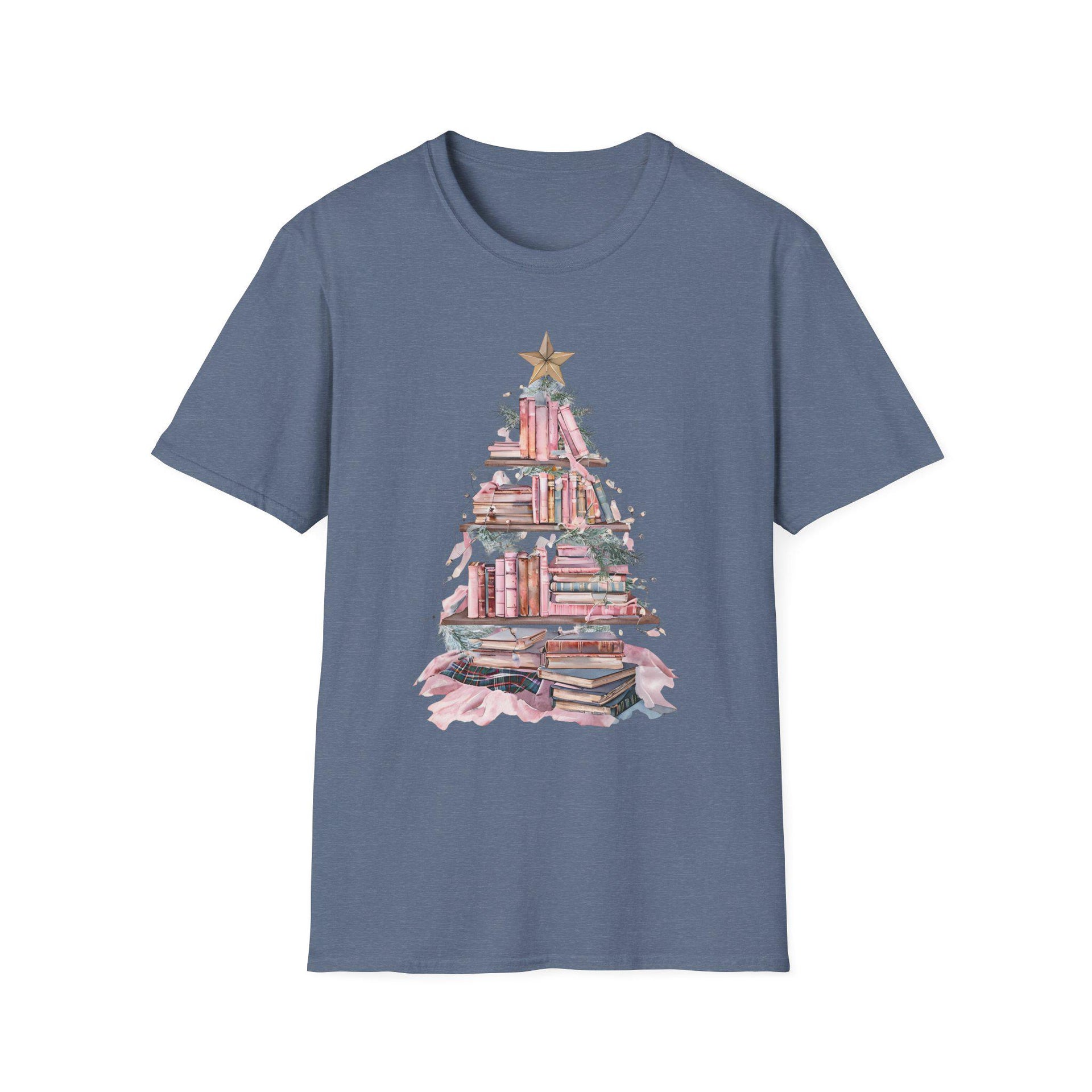Book Christmas Tree Unisex Softstyle T-Shirt