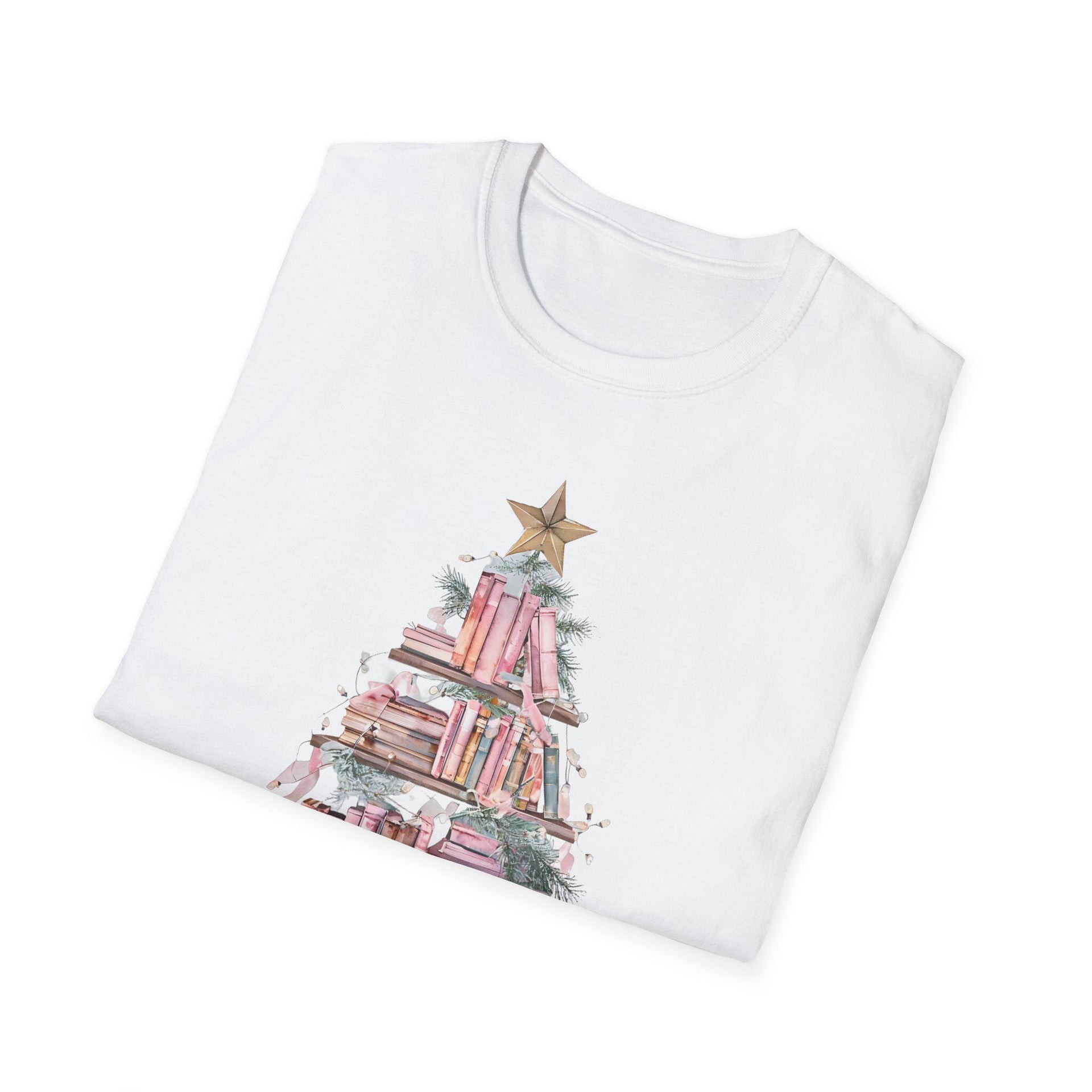 Book Christmas Tree Unisex Softstyle T-Shirt