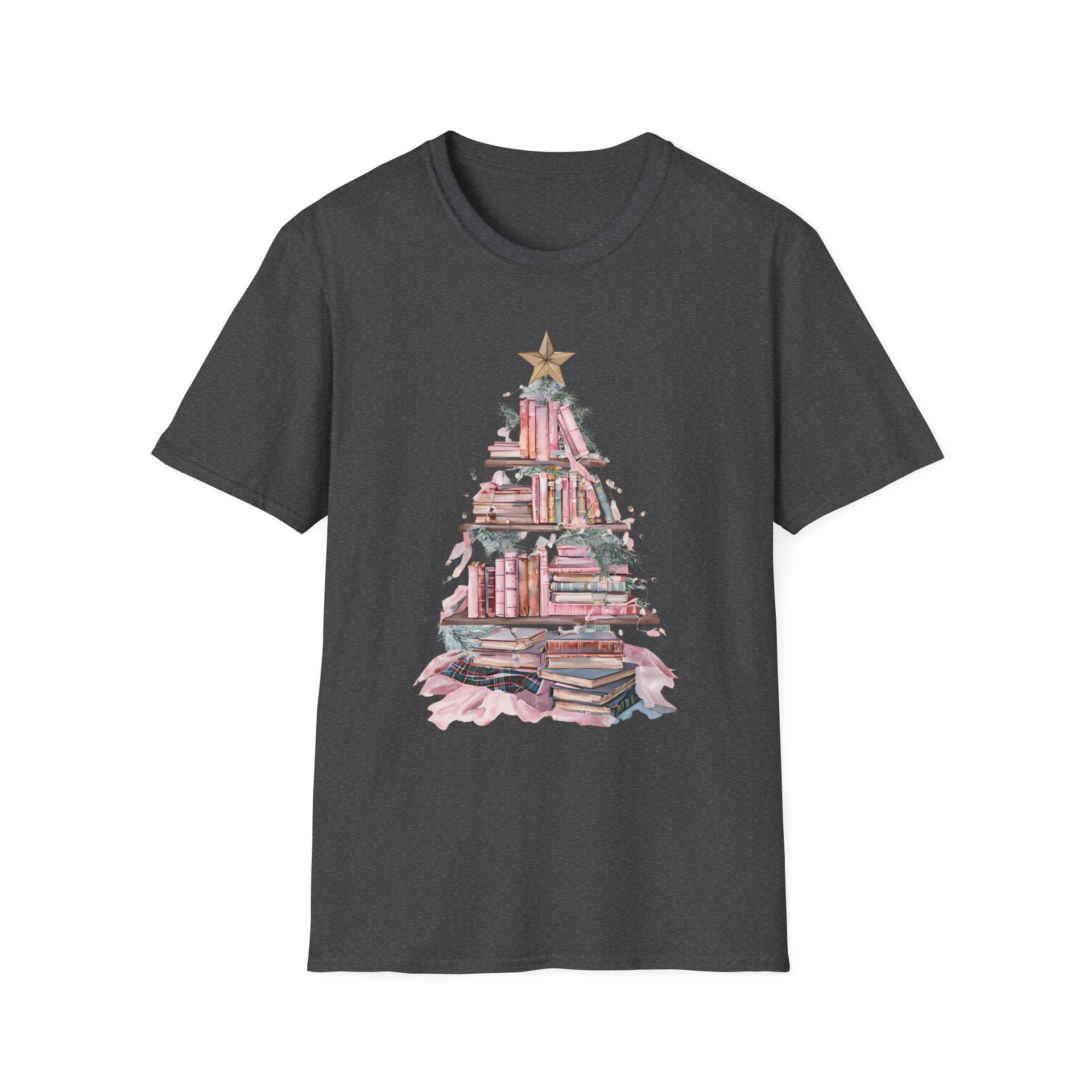 Book Christmas Tree Unisex Softstyle T-Shirt