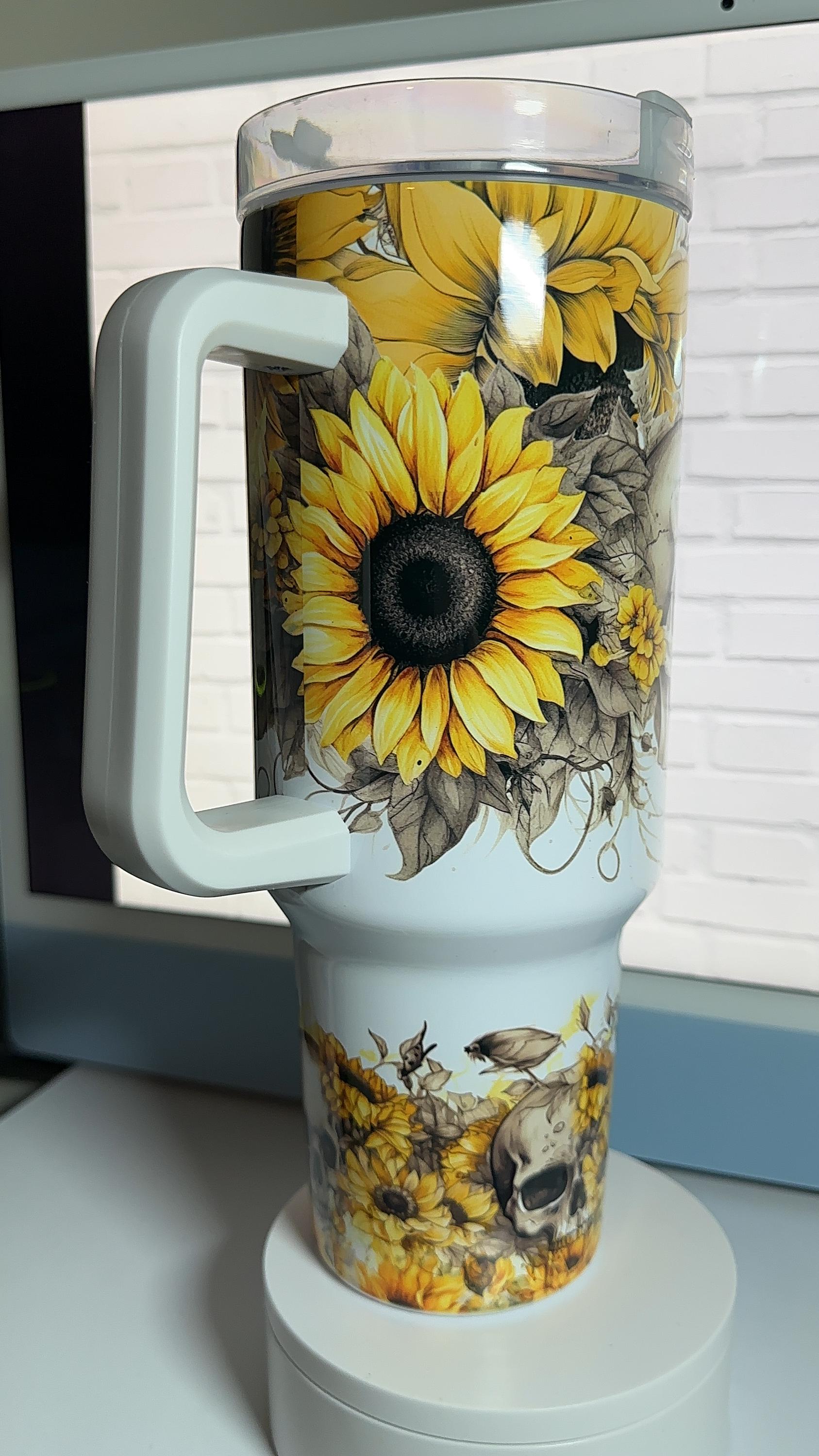 40oz Gothic Skull Sunflower Tumbler